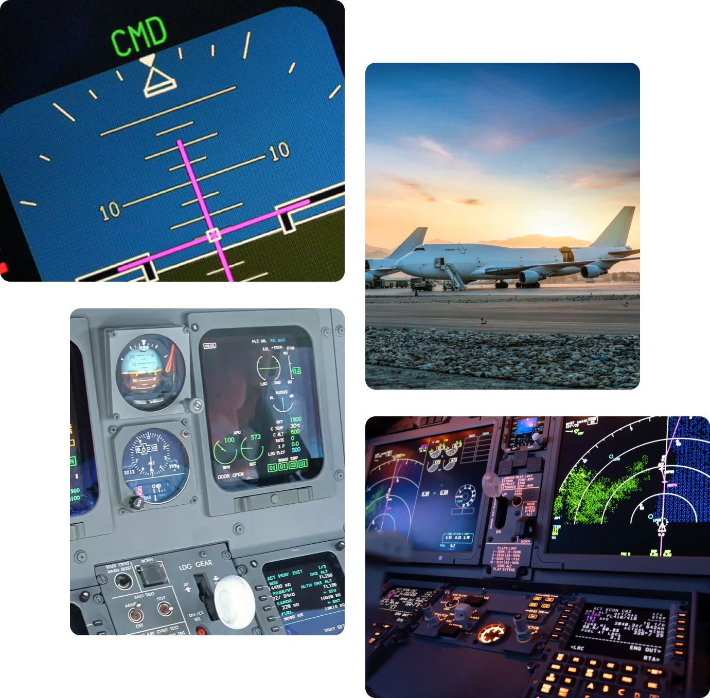 Airplane cockpit instruments and controls