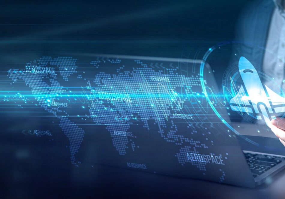 Man holding smartphone with digital airplane overlay.